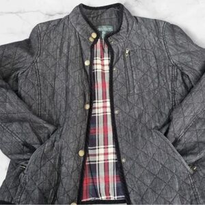 Quilted Gray Jacket with Plaid Lining